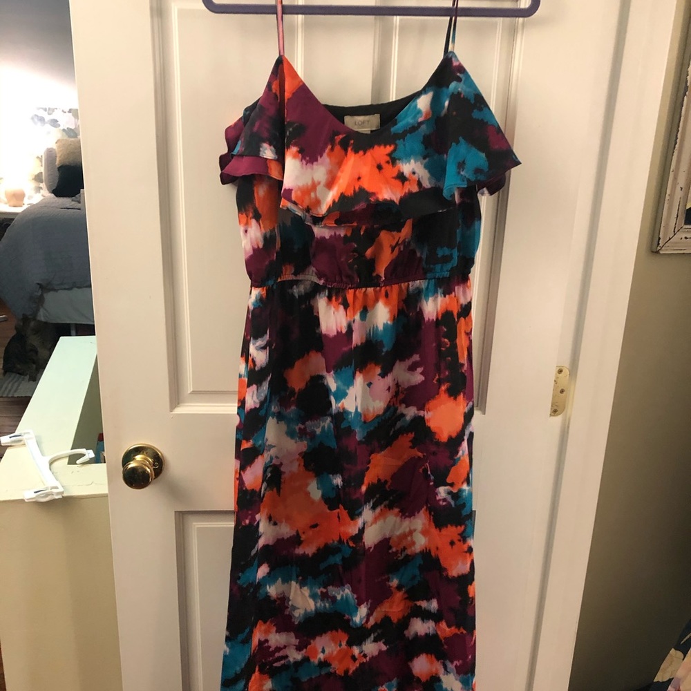 Colorful spaghetti strap maxi dress